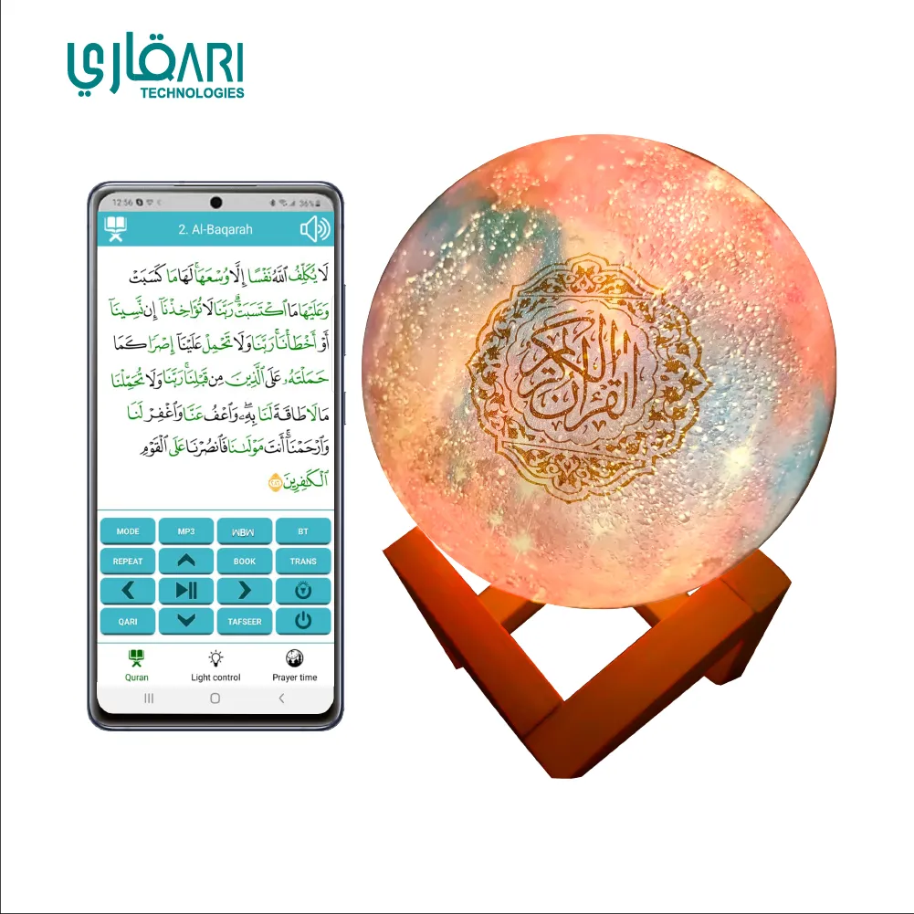 Loa quran với ứng dụng Galaxy Moon đèn 3D màu