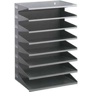 Estación de clasificación de 8 compartimentos en acero galvanizado, color gris claro RAL 7035, 540 x 360 x 250 mm, bandejas para archivos. - Product Image 1