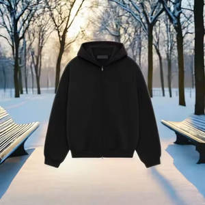 Vente en gros de vestes d'hiver personnalisées pour hommes sweats à capuche surdimensionnés en tissu respirant à séchage rapide à motif uni - Product Image 4