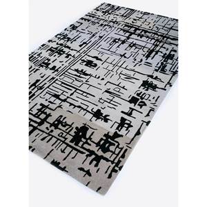 Adrift Grey Black Wool <b>Hand</b> <b>Tufted</b> <b>Rug</b> Abstract Pattern Rectangle Design for Teen Home Tra-13320 Room Carpet Handmade Tabriz - Product Image 2