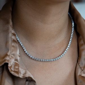 สร้อยคอเทนนิสประดับเพชรแล็บโกรนทรงบริลเลียนต์คัท ขนาด 6 มม. ทอง 10k 14k 18k สำหรับทุกเพศ หรูหรา ได้รับการรับรองจาก IGI ชุบทอง ผลิตในอินเดีย - Product Image 4