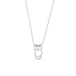 Collar de Plata de Ley 925 con Diseño de Búho, Engastado en Bisel, Bañado en Rodio, Oro Rosa, Diamante, Zirconia, Perla, Joyería Cristiana de Moda, Bisel de Platino - Product Image 4