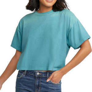 High Quality Fitness Gym <b>Crop</b> <b>Top</b> T Shirts Breathable Cotton Crewneck Customize T Shirts for Women - Product Image 2