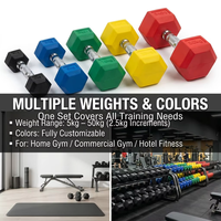 Ensemble d'haltères hexagonales en caoutchouc pour salle de sport commerciale, poids libres de 2,5 kg à 50 kg, augmentation de 2,5 kg pour l'exercice en salle de sport, haltères hexagonales