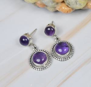 Boucles d'oreilles en argent sterling 925 avec améthyste violette naturelle, forme goutte d'eau, pour femmes, faites à la main, classiques, cadeaux de mariage, fête, fête des mères - Product Image 2