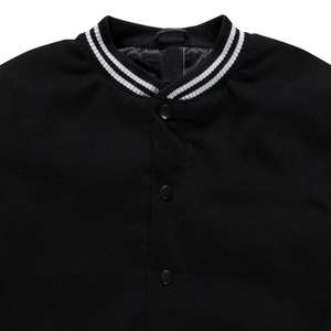 Vestes de baseball en cuir de haute qualité, couleur noire unie, en tissu de laine, pour hommes - Product Image 3