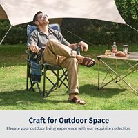 Chaise pliante de camping robuste en acier inoxydable bleu, supportant 227 kg, avec poche latérale en tissu Oxford 600D et porte-gobelet, pour adultes et activités sportives