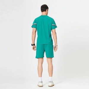 100% coton personnalisé hommes été Streetwear survêtement survêtements surdimensionnés deux pièces Shorts et T-shirt ensemble imprimé motif solide - Product Image 6