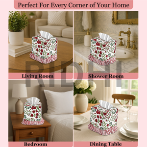 Housse de boîte à mouchoirs en coton rouge grenat Ridhi, faite à la main, à volants, tissu imprimé à la main, porte-serviettes, décoration d'intérieur, cadeau, utilisation en chambre, classique - Product Image 6