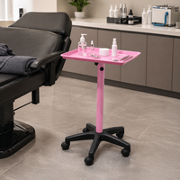 Chariot de rangement rose réglable pour salon de coiffure avec plateau et roulettes pour salon de beauté et barbier