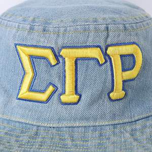 Sigma Gamma Rho Denim Casual Travel Bucket Hat con bordado 3D Unisex para adultos - Product Image 4