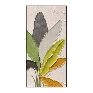 Su misura arenaria astratto effetto 3D foglie verdi grande foglia parete arte decorativa per il soggiorno ufficio caffè decorazione pittura - Product Image 4