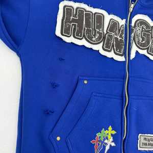 Sudadera con Capucha Extra Grande de Estilo Vintage, Lavada, con Cierre, para Hombre, Fabricante al por Mayor, OEM, Personalizada - Product Image 4