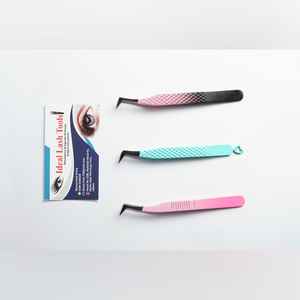 Pinzas de Extensión de Pestañas de Acero Inoxidable con Punta de Fibra de Alta Precisión y Logotipo Personalizado, 90 Grados, para Artistas de Pestañas - Product Image 1