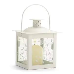 Lanterne à bougie en verre galvanisé et transparent en fer enduit blanc pour décoration extérieure et intérieure disponible à bas prix - Product Image 5