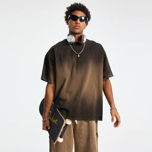 Venta caliente verano 180gsm 100% algodón tejido ácido lavado cera impreso corte Retro Regular Fit Casual hombres camisetas diseño único - Product Image 3