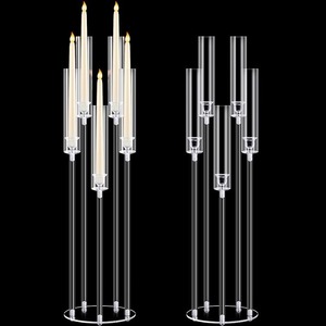 เชิงเทียนอะคริลิคใสแบบคริสตัล 5 แขน พร้อมโคมอะคริลิคสำหรับงานแต่งงาน งานเลี้ยงอาหารค่ำ - Product Image 1