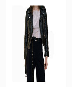 Chaqueta de piel sintética negra para mujer, chaqueta de piel auténtica de alta calidad, venta al por mayor, 2023 - Product Image 4