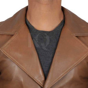 Elegante Abrigo de Cuero para Hombre, Diseño Largo de Primera Calidad, Perfecto para Conjuntos de Invierno, Moda Urbana - Product Image 3