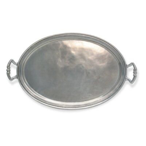 Bandeja Ovalada de Peltre Extra Grande de Calidad Creativa con Asas, Plato de Aluminio Hecho a Mano para Accesorios de Cocina del Hogar - Product Image 1