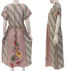 Women Square Collar <b>Thermal</b> Soft Breathable Summer Nightgown by Chrysanta Indonesian Batik Design - Product Image 3