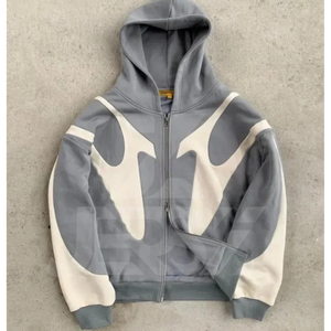 เสื้อมีฮู้ดผ้าคอตตอนถักขนแกะสีทึบเป็นมิตรกับสิ่งแวดล้อมแนวสตรีทแวร์เสื้อมีฮู้ดพิมพ์โลโก้100% ซักได้ทรงหลวมสีดำปล่อย - Product Image 4