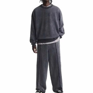 Conjunto Deportivo de Pantalón y Sudadera de Algodón con Lavado Ácido Personalizado 2025, Estilo Vintage de Secado Rápido - Product Image 5