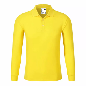 เสื้อโปโลแขนยาวผ้าฝ้ายปักลายโลโก้สีเหลืองรอยยับออกแบบได้ตามต้องการ - Product Image 1