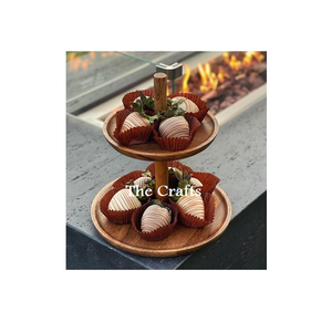 Diseño fabuloso Soporte de postre de pastel de madera de 2 niveles Soporte de servicio de dulces de pastelería de forma redonda de la más alta calidad - Product Image 2