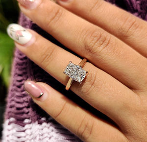 แหวนเพชรทรงยาวขนาด 1.00-4.00 กะรัต เพชรเพาะเลี้ยงในห้องปฏิบัติการ ตัวเรือนทอง 14K/18K หรือ PT950 หรือ S925 พร้อมใบรับรอง IGI ทอง 14K - Product Image 1