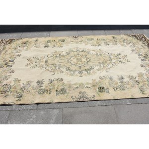 Clásico Beige marrón 4,9X9,8 pies hecho a mano de piel de lana alfombra turca Patchwork para sala de estar pasillo de noche forma Rectangular látex - Product Image 3