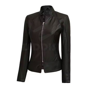 Direct Factory Sale Low MOQ Women's Winter Fashion Leather Jacket Zipper Closure Breathable Knitted Front Logo Customizable - Product Image 2
