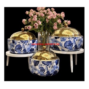 Set Of Three <b>Sticker</b> <b>Flower</b> Design Hotpot Dinnerware Tabletop Designer Luxury New Wooden Food Warmer - Product Image 1