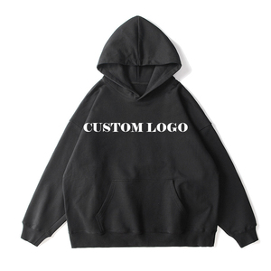 Sudadera con Capucha Corta de Gran Tamaño, de Algodón Puro, con Hombros Caídos, Color Sólido, Logotipo Personalizado, Doble Capa - Product Image 3