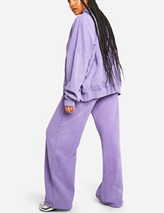 Hot Selling Women's 2-Piece <b>Zip</b> Tracksuit Set 100% Cotton Breathable <b>Hooded</b> Sweatpants and Hoodie for Winter - Product Image 2