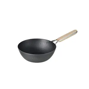 en-011 enzo iron deep frying small pan iron small wok carbon steel small wok pan 22cm made in Japan