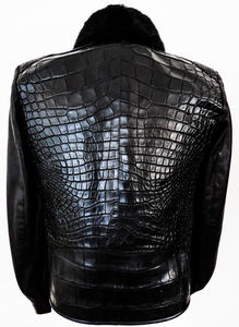 La última chaqueta de cuero genuino en relieve chapada en cocodrilo de invierno transpirable con soporte personalizable informal para hombre - Product Image 3