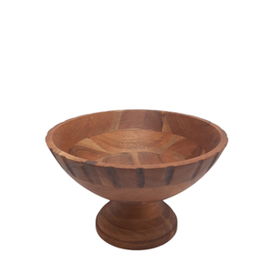 Cuenco redondo de madera de Acacia Con Base, tazón de fruta de Color Natural para decoración de restaurante y boda - Product Image 1