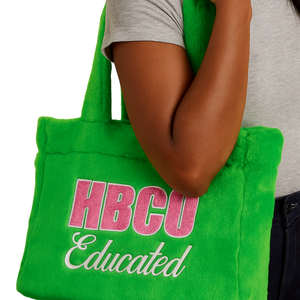 Bolso Tote de Felpa Verde con Bordado de Chenilla, Estilo Universitario, para Hermandad Griega Divine Nine, con Logotipo Personalizado - Product Image 5