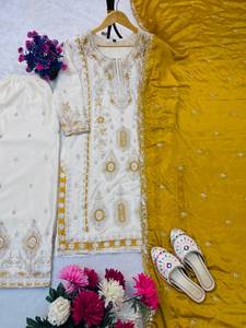 Traje Blanco Elegante de Alta Calidad para Mujer con Dupatta para Uso Diario, Oficina, Salidas Casuales y Ocasiones Festivas - Product Image 4