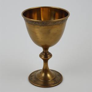 Cáliz de iglesia en tono dorado vintage hecho a mano con símbolos grabados ornamentados diseñados para ceremonias espirituales atemporales - Product Image 5