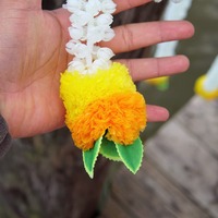 Karangan Bunga Marigold Mogra Kuning Buatan Tangan 5 Kaki, Dekorasi Pernikahan India, Acara Sangeet, Haldi, Latar Belakang Bunga Buatan