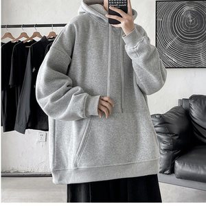 เสื้อมีฮู้ดผู้ชายผ้าฝ้ายแท้ฤดูใบไม้ร่วงฤดูหนาวเสื้อแฟชั่นแขนยาวเรียบง่ายเสื้อสเวตเชิ้ตใส่สบายสีพื้น - Product Image 3