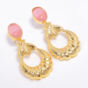 Boucle d'oreille en laiton pierres précieuses femmes mode bijoux en pierres précieuses fait à la main en laiton bijoux en pierres précieuses exportateur bijoux en laiton Antique - Product Image 2