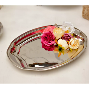 Bandeja de metal ecológica hecha a mano chapada en oro de lujo con diseño de borde dorado Estilo moderno para regalos de boda y Diwali - Product Image 6