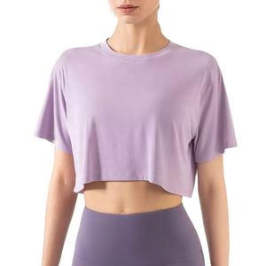Camiseta Corta para Mujer, Estilo Urbano, Verano, Casual, Transpirable, Cuello en V, 100% Algodón, Personalizable, Venta al Por Mayor - Product Image 1