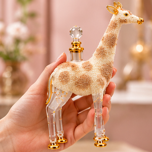 Flacon de parfum girafe en verre/cristal égyptien fait main avec gravure dorée, design animal décoratif, objet de collection 15-17cm X 9-11cm - Product Image 6