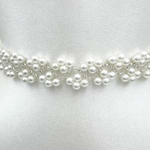 Bridella BS147 Ivory <b>Pearl</b> Wedding <b>Belt</b> with Adjustable Fit for <b>Bridal</b> Use - Product Image 2