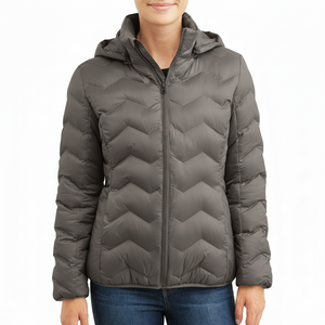 Nouvelles vestes matelassées à capuche respirantes pour femmes en hiver, fermeture éclair sur le devant, service OEM, coupe-vent, écologiques, personnalisables - Product Image 1