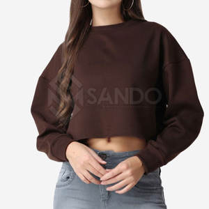 Sudadera corta de algodón a prueba de viento para mujer hecha en fábrica 100% algodón de la mejor calidad para invierno con logotipo frontal - Product Image 1